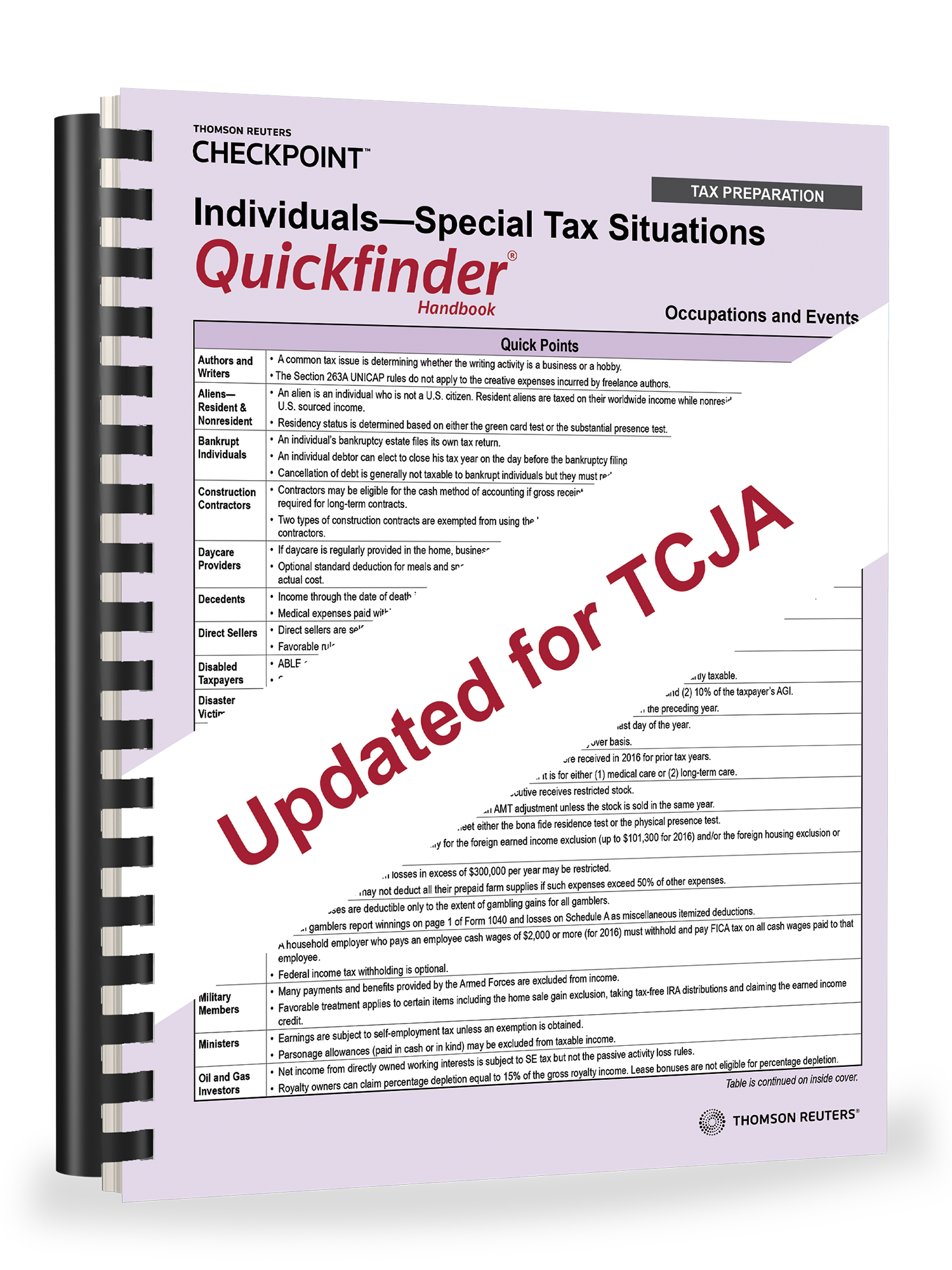 Individuals – Special Tax Situations Quickfinder Handbook (2018) - #3840 